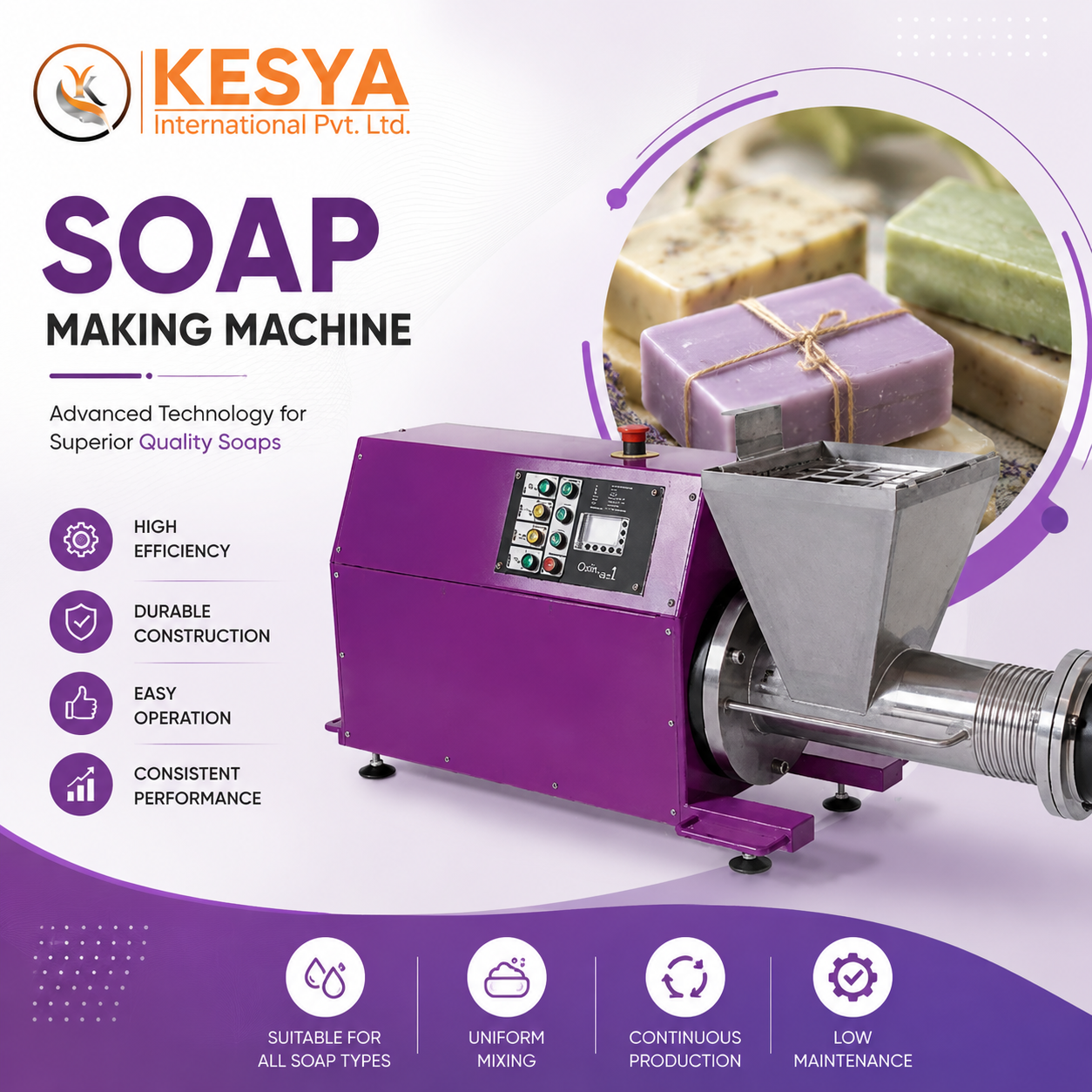 High Output Soap Manufacturing Machines Manufacturers | Kesya International Pvt. Ltd.