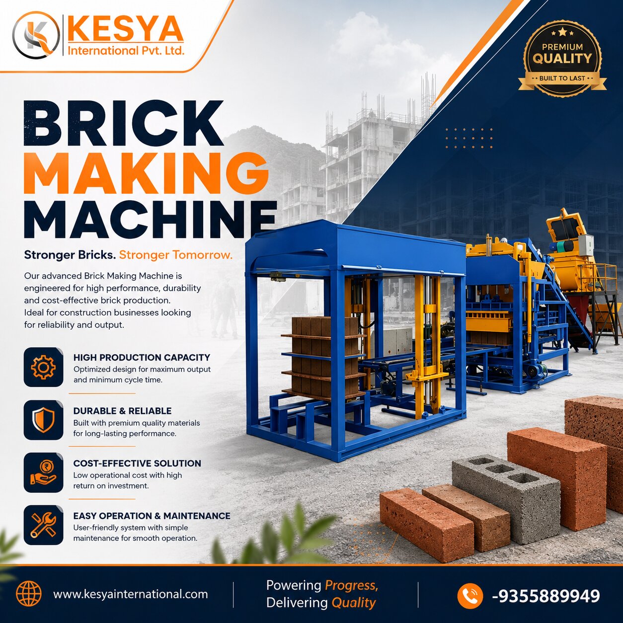 High Performance Cement Brick Making Machine Manufacturers | Kesya International Pvt. Ltd.
